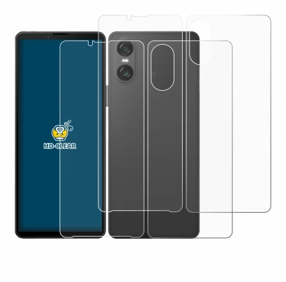 Imagen del dispositivo Sony Xperia 10 VI (Frontal+Trasero) con una amplia variedad de protectores de pantalla.