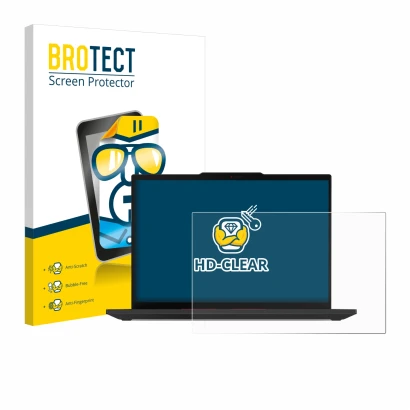 Parte frontal de un envase de producto con el logotipo de la marca BROTECT. Al lado se muestra el dispositivo Lenovo ThinkPad 