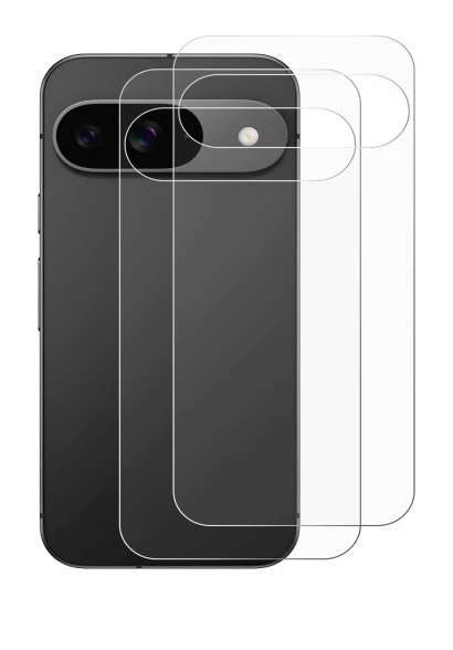 Imagen del dispositivo Google Pixel 9 (Trasero) con una amplia variedad de protectores de pantalla.