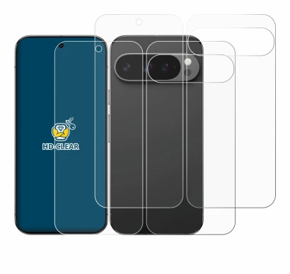 Imagen del dispositivo Google Pixel 9 Pro XL (Frontal+Trasero) con una amplia variedad de protectores de pantalla.