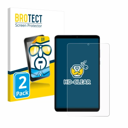 Parte frontal de un envase de producto con el logotipo de la marca BROTECT. Al lado se muestra el dispositivo Xiaomi Redmi Pad