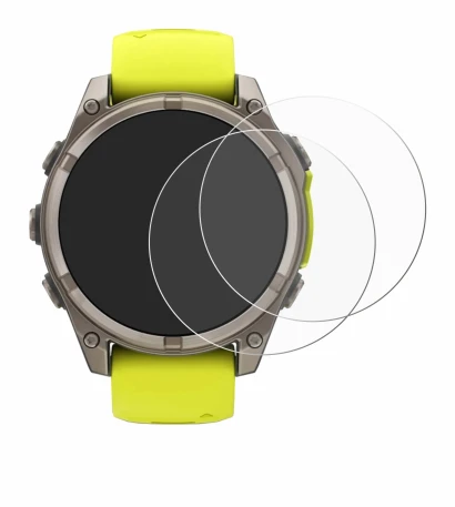 Imagen del dispositivo Garmin Fenix 8 Solar (47 mm) con una amplia variedad de protectores de pantalla.
