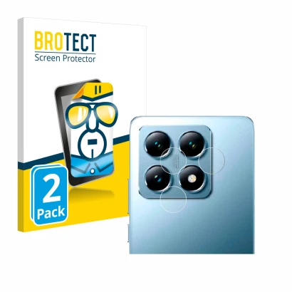 Parte frontal de un envase de producto con el logotipo de la marca BROTECT. Al lado se muestra el dispositivo Xiaomi 14T (SÓLO