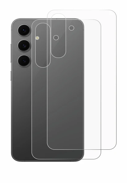 Imagen del dispositivo Samsung Galaxy S24 FE (Trasero) con una amplia variedad de protectores de pantalla.