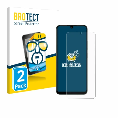 Parte frontal de un envase de producto con el logotipo de la marca BROTECT. Al lado se muestra el dispositivo Xiaomi Poco C75 
