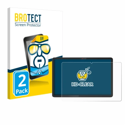 Parte frontal de un envase de producto con el logotipo de la marca BROTECT. Al lado se muestra el dispositivo Lenovo Chromeboo