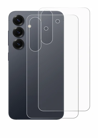 Imagen del dispositivo Samsung Galaxy S25 (Trasero) con una amplia variedad de protectores de pantalla.