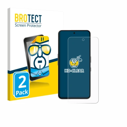 Parte frontal de un envase de producto con el logotipo de la marca BROTECT. Al lado se muestra el dispositivo Nothing Phone (3