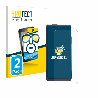 Parte frontal de un envase de producto con el logotipo de la marca BROTECT. Al lado se muestra el dispositivo Thuraya One con