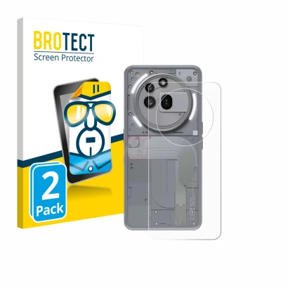 Parte frontal de un envase de producto con el logotipo de la marca BROTECT. Al lado se muestra el dispositivo Nothing Phone (3