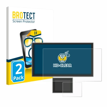 Parte frontal de un envase de producto con el logotipo de la marca BROTECT. Al lado se muestra el dispositivo Icom IC-7760 con