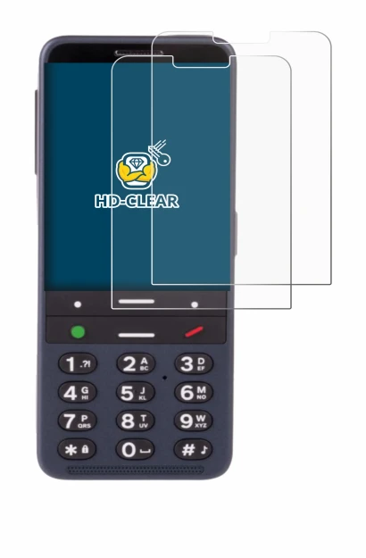 Imagen del dispositivo BlindShell Classic 3 con una amplia variedad de protectores de pantalla.