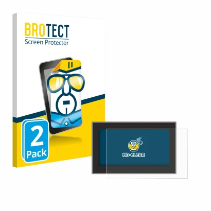 Parte frontal de un envase de producto con el logotipo de la marca BROTECT. Al lado se muestra el dispositivo Headrush Flex Pr