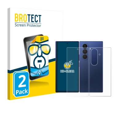 Parte frontal de un envase de producto con el logotipo de la marca BROTECT. Al lado se muestra el dispositivo Samsung Galaxy Z