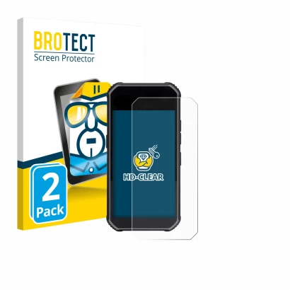 Parte frontal de un envase de producto con el logotipo de la marca BROTECT. Al lado se muestra el dispositivo SkyCaddie Pro 5X