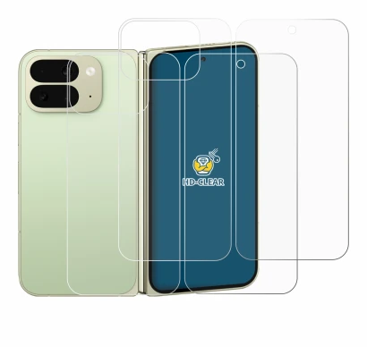 Imagen del dispositivo Google Pixel 10 Pro Fold (Frontal+Trasero) con una amplia variedad de protectores de pantalla.