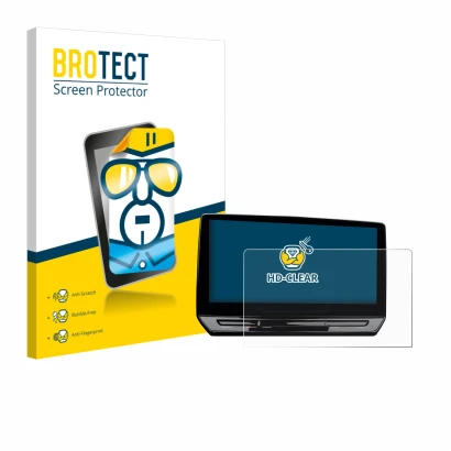 Parte frontal de un envase de producto con el logotipo de la marca BROTECT. Al lado se muestra el dispositivo Cupra Leon Sport