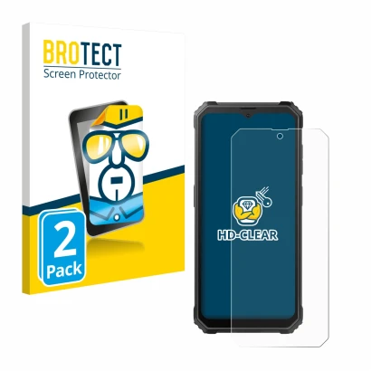 Parte frontal de un envase de producto con el logotipo de la marca BROTECT. Al lado se muestra el dispositivo Blackview BV4800