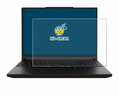 Imagen del dispositivo XMG Pro 16 con una amplia variedad de protectores de pantalla.
