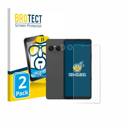 Parte frontal de un envase de producto con el logotipo de la marca BROTECT. Al lado se muestra el dispositivo Sony Xperia 10 V