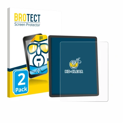 Parte frontal de un envase de producto con el logotipo de la marca BROTECT. Al lado se muestra el dispositivo Amazon Kindle Sc