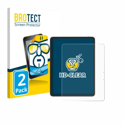 Parte frontal de un envase de producto con el logotipo de la marca BROTECT. Al lado se muestra el dispositivo Blackview Link 8