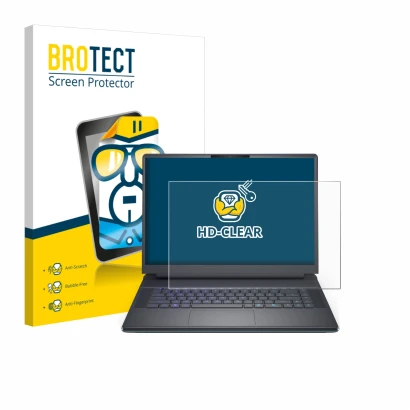 Parte frontal de un envase de producto con el logotipo de la marca BROTECT. Al lado se muestra el dispositivo Dell Alienware 1