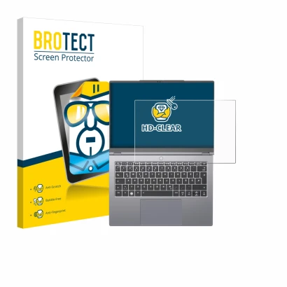 Parte frontal de un envase de producto con el logotipo de la marca BROTECT. Al lado se muestra el dispositivo Tuxedo InfinityB