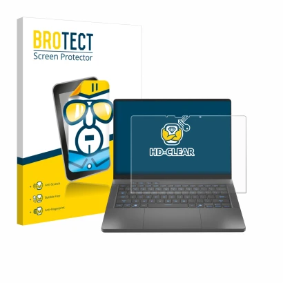 Parte frontal de un envase de producto con el logotipo de la marca BROTECT. Al lado se muestra el dispositivo ASUS ROG Zephyru