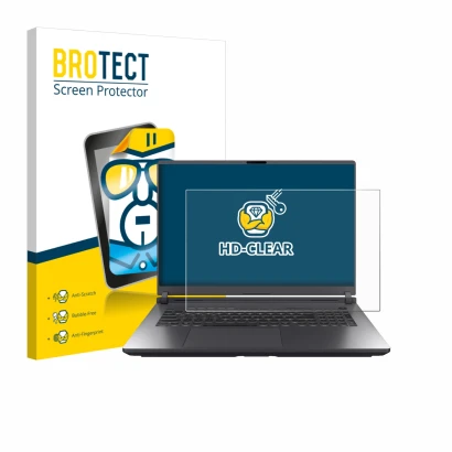 Parte frontal de un envase de producto con el logotipo de la marca BROTECT. Al lado se muestra el dispositivo ASUS ROG Strix G