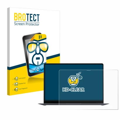 Parte frontal de un envase de producto con el logotipo de la marca BROTECT. Al lado se muestra el dispositivo Samsung Galaxy B