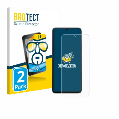 Parte frontal de un envase de producto con el logotipo de la marca BROTECT. Al lado se muestra el dispositivo Cubot A40 con su