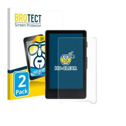 Parte frontal de un envase de producto con el logotipo de la marca BROTECT. Al lado se muestra el dispositivo Xteink X4 con su