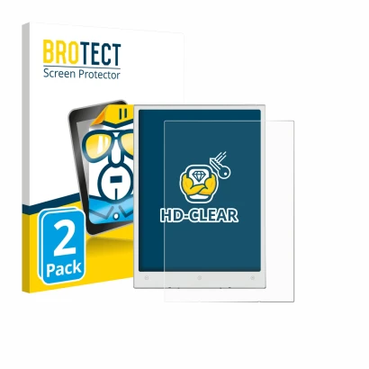 Parte frontal de un envase de producto con el logotipo de la marca BROTECT. Al lado se muestra el dispositivo Viwoods AiPaper 