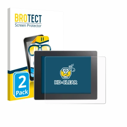 Parte frontal de un envase de producto con el logotipo de la marca BROTECT. Al lado se muestra el dispositivo Weintek cMT3092X