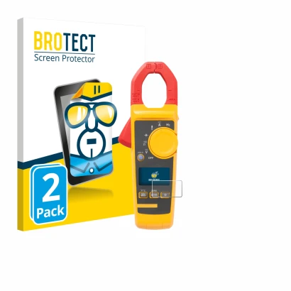 Parte frontal de un envase de producto con el logotipo de la marca BROTECT. Al lado se muestra el dispositivo Fluke 325 con su