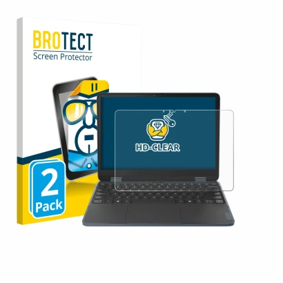 Parte frontal de un envase de producto con el logotipo de la marca BROTECT. Al lado se muestra el dispositivo Lenovo 500w 2-in