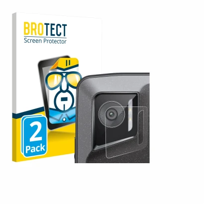 Parte frontal de un envase de producto con el logotipo de la marca BROTECT. Al lado se muestra el dispositivo Crosscall Stella