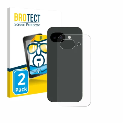 Parte frontal de un envase de producto con el logotipo de la marca BROTECT. Al lado se muestra el dispositivo Google Pixel 10a