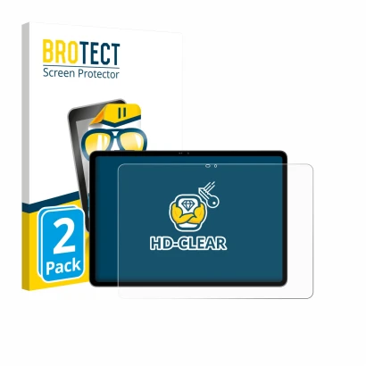 Parte frontal de un envase de producto con el logotipo de la marca BROTECT. Al lado se muestra el dispositivo Blackview MEGA 1