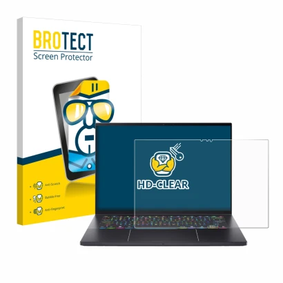 Parte frontal de un envase de producto con el logotipo de la marca BROTECT. Al lado se muestra el dispositivo Acer Predator Tr