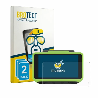 Parte frontal de un envase de producto con el logotipo de la marca BROTECT. Al lado se muestra el dispositivo Zebra WT6400 con