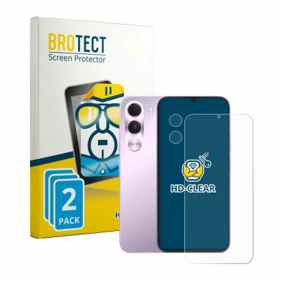 Parte frontal de un envase de producto con el logotipo de la marca BROTECT. Al lado se muestra el dispositivo realme C100i (Fr