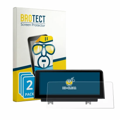 Parte frontal de un envase de producto con el logotipo de la marca BROTECT. Al lado se muestra el dispositivo Xtrons QBBH14NBT