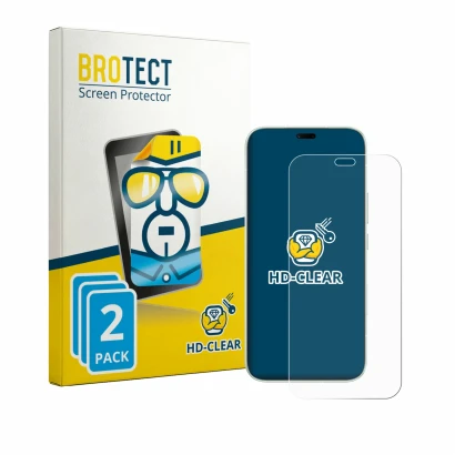 Parte frontal de un envase de producto con el logotipo de la marca BROTECT. Al lado se muestra el dispositivo Honor 600e con s