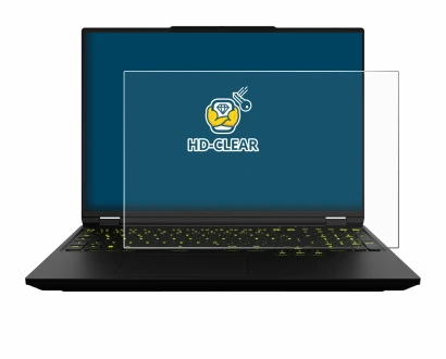 Imagen del dispositivo XMG Neo 16 con una amplia variedad de protectores de pantalla.
