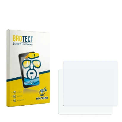Parte frontal de un envase de producto con el logotipo de la marca BROTECT. Al lado está el protector de pantalla correspondie