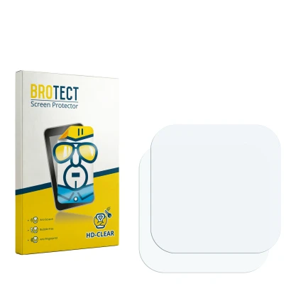 Parte frontal de un envase de producto con el logotipo de la marca BROTECT. Al lado está el protector de pantalla correspondie