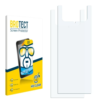 Parte frontal de un envase de producto con el logotipo de la marca BROTECT. Al lado está el protector de pantalla correspondie