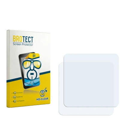 Parte frontal de un envase de producto con el logotipo de la marca BROTECT. Al lado está el protector de pantalla correspondie